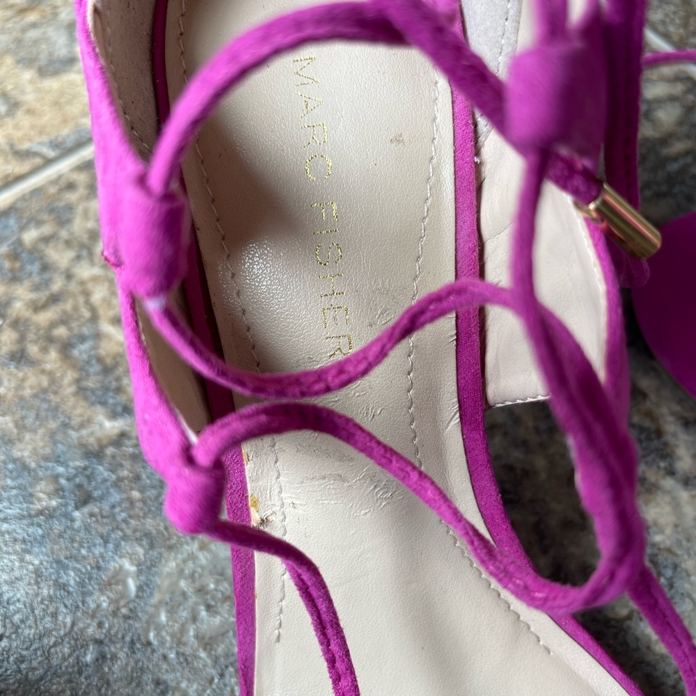 NWOT Marc Fisher Benete2 Pink Lace Up Sandal Heels- Size 8M - Picture 7 of 8